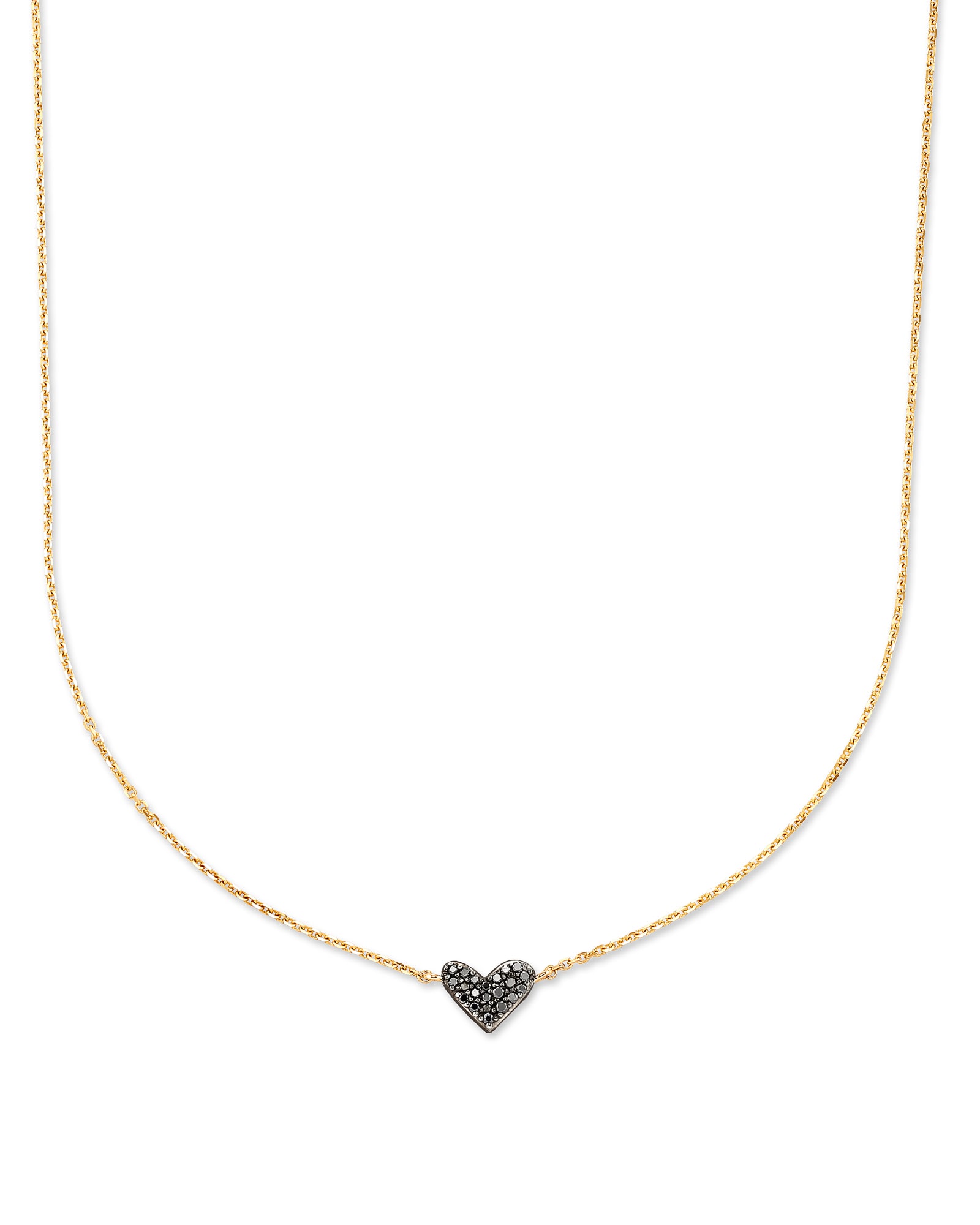 Heart 14k Yellow Gold Pendant Necklace in Black Diamond